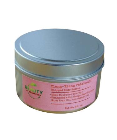 Beauty By Francesca - Handmade Whipped Body Butter Ylang-Ylang Patchouli - 100% All Natural Ingredient Hydrating Moisturizing Body Cream with Essential Oils For Men and Women 3oz