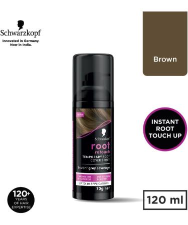 Schwarzkopf Root Retouch Instant grey root coverage spray for regrowth sweat and rain resistant temporary roots spray Brown 70g Light Brown 120 ml (Pack of 1) - Buy Online on GoSupps.com
