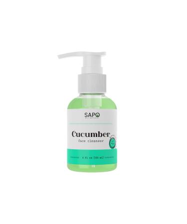 Sapo All Natural Cucumber Face Cleanser - A Gentle and Hydrating Facial Wash - Made with Cucumbers  Aloe & Vitamin C - Great for Dry or Oily Skin - 4 Fl Oz