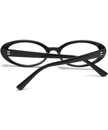 Buy Gleyemor Retro Oval Blue Light Glasses for Men & Women - Vintage 90s Computer Glasses Black 53mm | Protect Your Eyes from Digital Strain - Buy Online on GoSupps.com