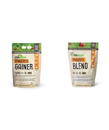 Athlete's Gainer Protein Powder Natural Vanilla Flavour 4.5 kg | Vegan and Non-GMO & Athlete's Blend Protein Powder Vanilla Flavour 1 kg