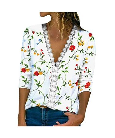 Womens Casual Short Sleeve Tops Trendy Vintage Floral Tops Womens Blouses Dressy Casual Red1 XX-Large