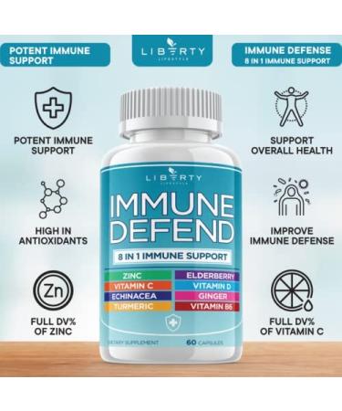 8-in-1 Immune Defense Support Supplement with Zinc, Vitamin C, Elderberry, Vit D3, Turmeric, Ginger, Echinacea - Allergy Relief for Kids & Adults (2 Pack) - Buy Online on GoSupps.com