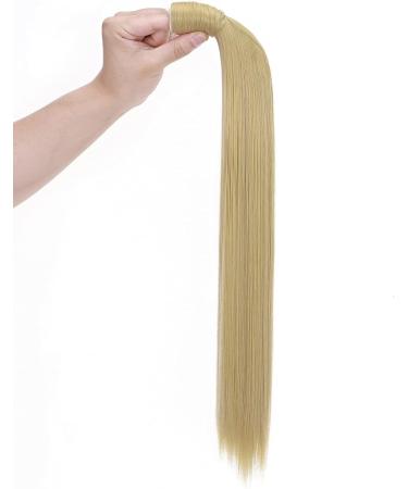 23" Long Straight Wrap Around Ponytail Clip in Hair Extensions One Piece Hairpiece Magic Tape in Pony Tail Extension for Women Ash Blonde - Buy Online on GoSupps.com