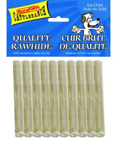 Cattle Ranch Dog Treats Rawhide Stick Chews All Natural Supports Dental Health by Reducing Tartar and Plaque Buildup High in Protein and Low in Fat Stimulates and Entertains by Satisfying Dog s Natural Urge to Chew (10 pk 5"x15mm) 1 count (Pack of 1)