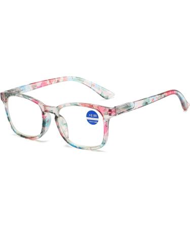 VEVESMUNDO Anti-Blue Light Ladies Reading Glasses | Modern Floral Design | Prescription Light Purple 2.0x Visual Aid - Buy Online on GoSupps.com