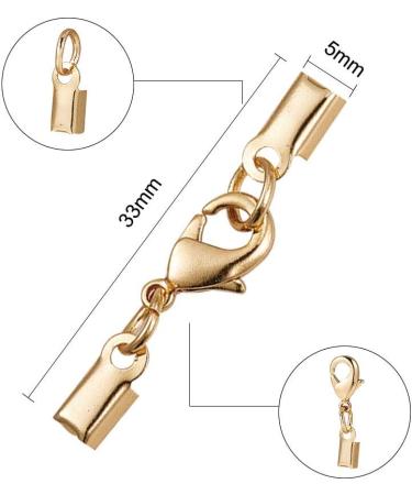 PandaHall 20 Sets Fold Over Cord End Caps with Lobster Claw Clasps for Jewelry Making - Silver & Golden - Buy Online on GoSupps.com