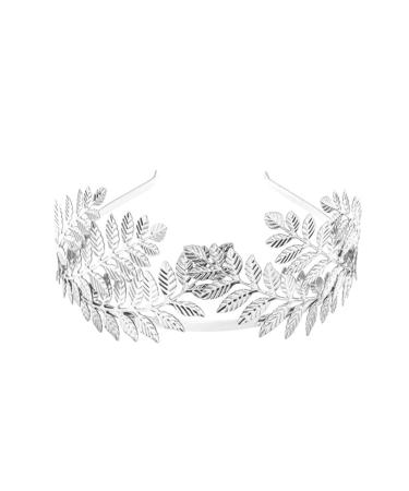 Minkissy Vintage Baroque Wedding Olivezweig Krone and Tiara Baroque Blatt Blatt Headband Hair Reifts Princess Queen Crown Greek goddess headgear for women (golden) silver