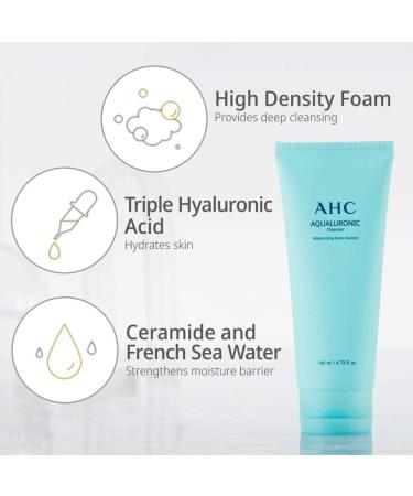 AHC Hydrating Aqualuronic Facial Cleanser Korean Skincare for Dehydrated Skin 140 ml - Buy Online on GoSupps.com