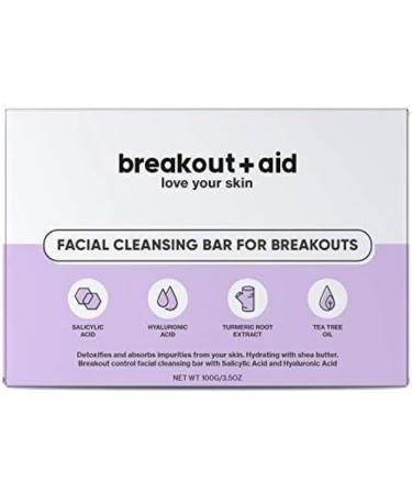 Breakoutaid - Vegan facial cleansing bar for breakouts - With Salicylic acid and Hyaluronic acid - 100gr 3.5 oz | Eco-friendly face cleansing bar for all skin types