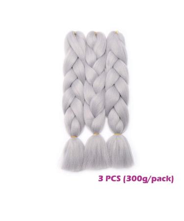 SEGO 3 Packs 24 Inch Crochet Afro Braid Extensions | Silver-Gray Synthetic Hair for Braiding - Buy Online on GoSupps.com