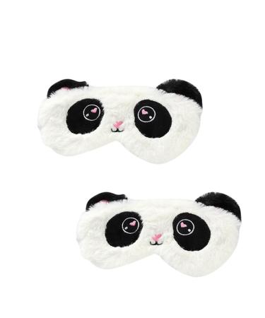 Angoily 2pcs Plush Sleeping Eye Mask Eye Masks Silk Eye Mask for Adults Satin Eye Cover Eye Patches for Adults Cartoon Blindfolds Sleep Eye Patches Travel Blindfolds Cute Short Plush 1 Count (Pack of 1) Black White
