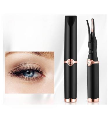 Heated Eyelash Curlers Mini Electric Portable Eyelash Curler USB Rechargeable Finalize Eyelash Tool 24 Hours Long Lasting (black)