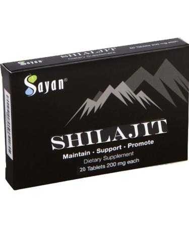 Sayan Pure Shilajit Tablets Organic 20 Drops Fulvic Acid & Trace Minerals Supplement for Immune Support Natural Detox Energy Boost Genuine Black Resin Mineral Pitch