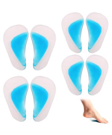 metagio 4 Pairs Gel Arch Support Insoles Silicone Flat Feet & Plantar Fasciitis Orthotic Arch Insoles Shoe Arch Support Gel High Heel Inserts Cushion Pads for Women Men Kids(One Size Fits All)