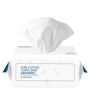Milisten 80Pcs Soft Dry Wipe Disposable Face Washing Towel Cotton Baby Wipes Tissue Washcloths Makeup Remover Pad for Sensitive Skin Hand (White)