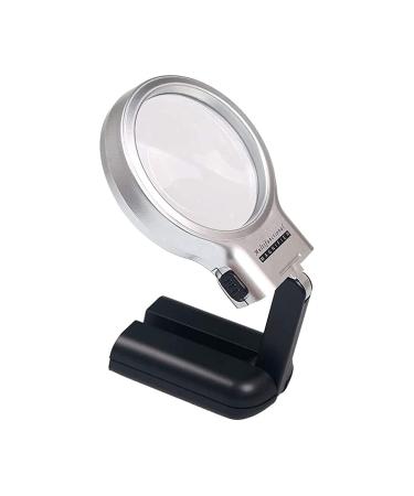 Magnifying Glass Handheld Multi Function Recognition Desktop Collapsible Glass Portable Glass 6X with LED Lamp Magnifier