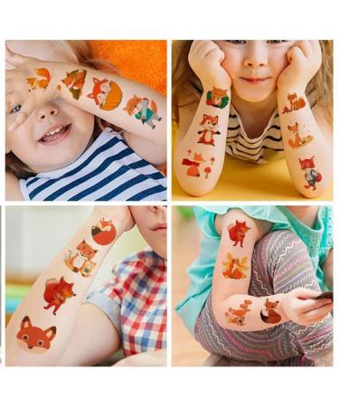 120pcs Fox Temporary Tattoos - Cute Cartoon Woodland Animals Party Favor Stickers | Waterproof Fox Birthday Decorations for Kids & Adults (20 Sheets) - Buy Online on GoSupps.com