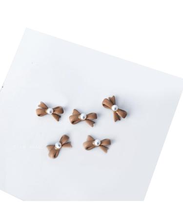 5Pcs Metal Nail Art Studs 3D Nail Art Metal Nail Art Jewelry Decorations Pearls Bows Nail Decoration Accessories Nail Rivets Gems Coffee color