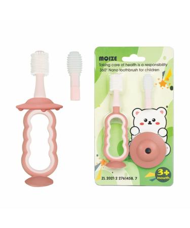 MQIZE Baby Toothbrush12 Months and up Replaceable Baby Tongue Cleaner 360   Clean with Baffle to Prevent Swallowing BPA Free Infant Toothbrush (Red)