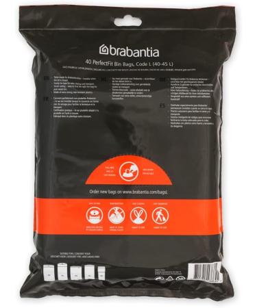 Brabantia Perfectfit Garbage Bag Donation Pack - Extra Strong Code L (40L/45L) - 40 White Bags with Train Tape - International Shipping Available - Buy Online on GoSupps.com
