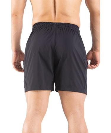 Gaglg Men's 5 Running Shorts 2 Pack - Quick Dry Athletic Gym Shorts with Zipper Pockets - Medium Black/Green - Buy Online on GoSupps.com