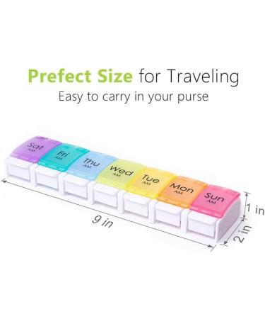 Weekly Pill Organizer - 7-Day Travel Pill Box with Easy Open Button & Daily Medication Reminder - Buy Online on GoSupps.com