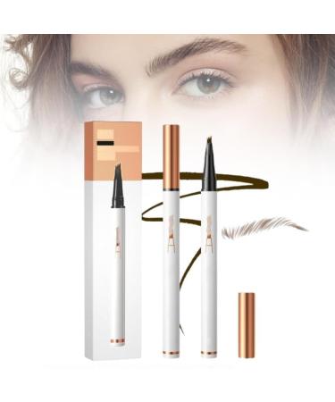 Eyebrow Pencil with 4 Fork Tip 2024 New 3D Microblading Eyebrow Pencil Natural Makeup Fine Stroke Magic Eyebrow Pencil Microblading Long-Lasting Waterproof Eyebrow Pencil Stay on All Day (#2 Dark Coffee)