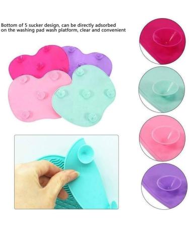 Makeup Brush Cleaner Mat Make Up Cleaning Pad Cosmetic Cleaning Pad Scrubber Board Tool with Suction Cups Pink normal - Buy Online on GoSupps.com