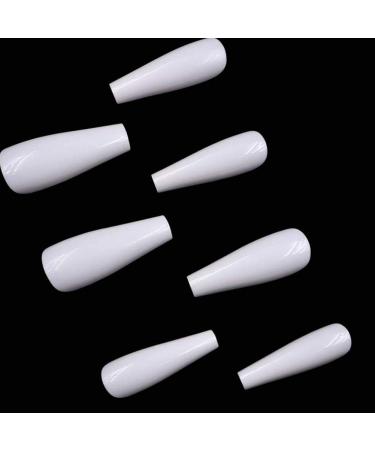 iSpchen 100 Pcs Acrylic Artificial Long Ballerina Nails - Natural Color DIY Nail Art Design - Transparent Fake Nails for Perfect Manicure - Buy Online on GoSupps.com