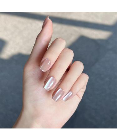 TQUXNGA Cats Eye Champagne Artificial Nails French Tip False Nails Detachable Press On Nail Full Cover False Nails for Women - Buy Online on GoSupps.com