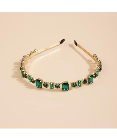 Wiwpar Green Rhinestone Headband for Women & Girls - Elastic Thin Vintage Hair Hoop Accessory - Buy Online on GoSupps.com