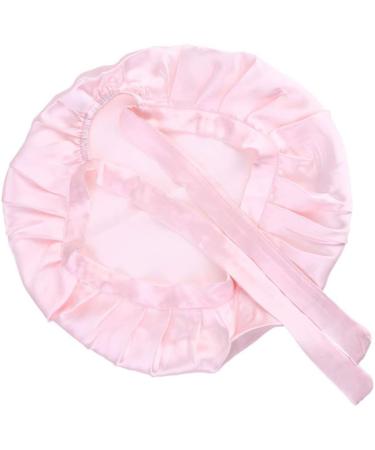 SOLUSTRE Hair Protection Cap | Adjustable Silk Bonnet & Satin Sleep Cap for Hair Care - One Size Pink & White - Buy Online on GoSupps.com