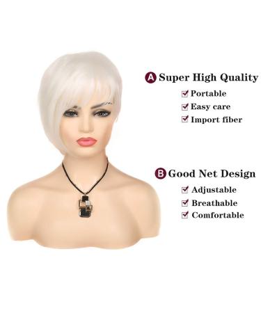 Sallcks Short White Pixie Wig for Women - Halloween Cosplay Costume Synthetic Hair Wig (Cream White) - Buy Online on GoSupps.com