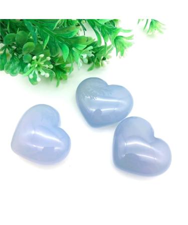 Saturey 1 Pack Natural Large Blue Chalcedony Heart Crystal Gem Meditation Treatment Suitable for Home