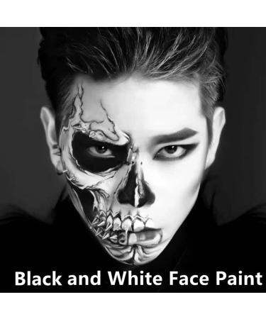 Go Ho Black and White Cream Face Body Paint (4 oz) - Water Based White Zombie Skeleton Clown Face Painting for Adults & Children - SFX Cosplay Makeup for Halloween, Day of the Dead & Festivals - Buy Online on GoSupps.com