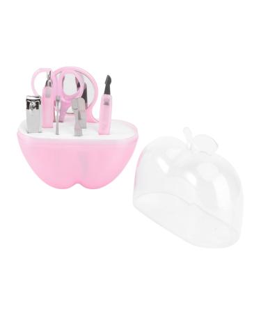 POPETPOP Fingernail Trimmer Tools Mirrors Nail Trimming Kit Nail Kit The Mirror Stainless Hair Double Bun 8 in 1 Nail File Nail Trimmer Kit Fingernail File Pink Manicure