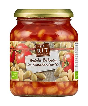 De Rit White beans in tomato sauce in glass (350g) - Organic