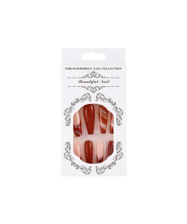 Sethexy Long Coffin False Nails Sparkly Brown Press-On Ballerina Acrylics for Women | 24-Hour Wear - Buy Online on GoSupps.com