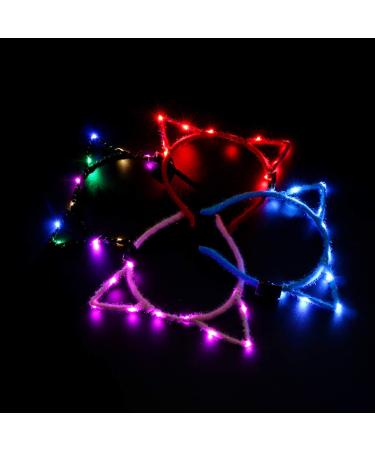 Huwaioury 1pc Flashing LED Light Cat Ear Headband for Girls Party Supplies Random Color