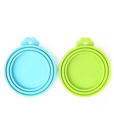 Comtim Pet Food Can Cover Silicone Can Lids for Dog and Cat Food(Universal Size,One fit 3 Standard Size Food Cans) Blue/Green