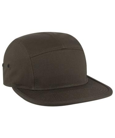 Ashen Fane 5 Panel Superior Cotton Twill Square Flat Visor Adjustable Camper Hat Dark Grey