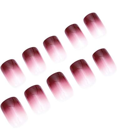 Coffin False Nails Short Fake Nails Press on Nails Gradient Ballerina Acrylic Full Cover Stick on Nails 24Pcs for Women and Girls 1 count (Pack of 1) Red Pink Gradient - Buy Online on GoSupps.com