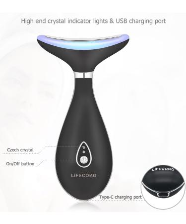 Electrical Facial Massage Device - Anti-Fold Skin-Tightening Beauty Massager for Face & Neck - Portable USB Rechargeable (Black) - Buy Online on GoSupps.com