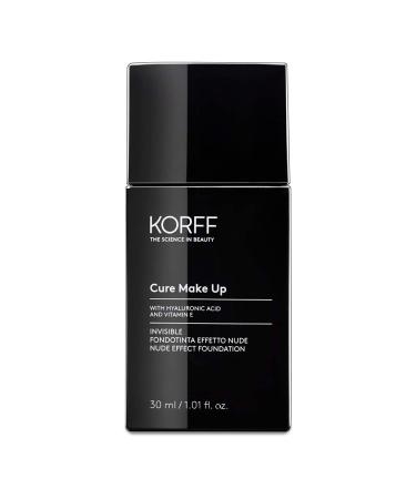 Korff Invisible Foundation, Fluid Nude Effect, Coprice Medium-Bassa, Modular, Light Texture and Silk, Enriched with Hyaluronic Acid 01, 30 ml