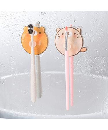 Angoter cartoon toothbrush holder without gluing toothbrush rack toilet razor toothbrush storage for children bathroom tools random color organize
