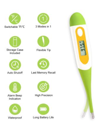 Digital Oral Thermometer for Adults & Kids | Accurate & Fast Body Temperature Readings with Fever Alarm - Easy Home EMT-021B Green - Buy Online on GoSupps.com
