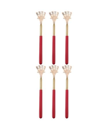 Tovinanna 6 pcs Recoverable Ting Tools Massage devices back scratches Extendable multi -purpose tool pull -out scratch for men red board gripping steel metal