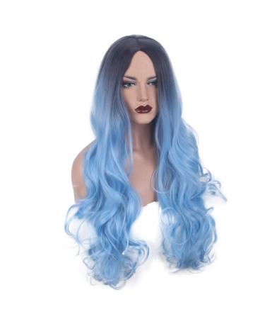 HTZ Wig Platinum Temperature Fiber for White Women Parting Long (Color : A) B