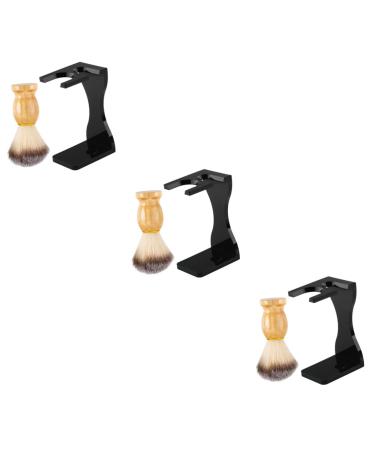 Minkissy 3 sets of shaving kit barber razor shell shaving razor brush brush brush for the face shaving cream display holder for razor beard brush soft wood